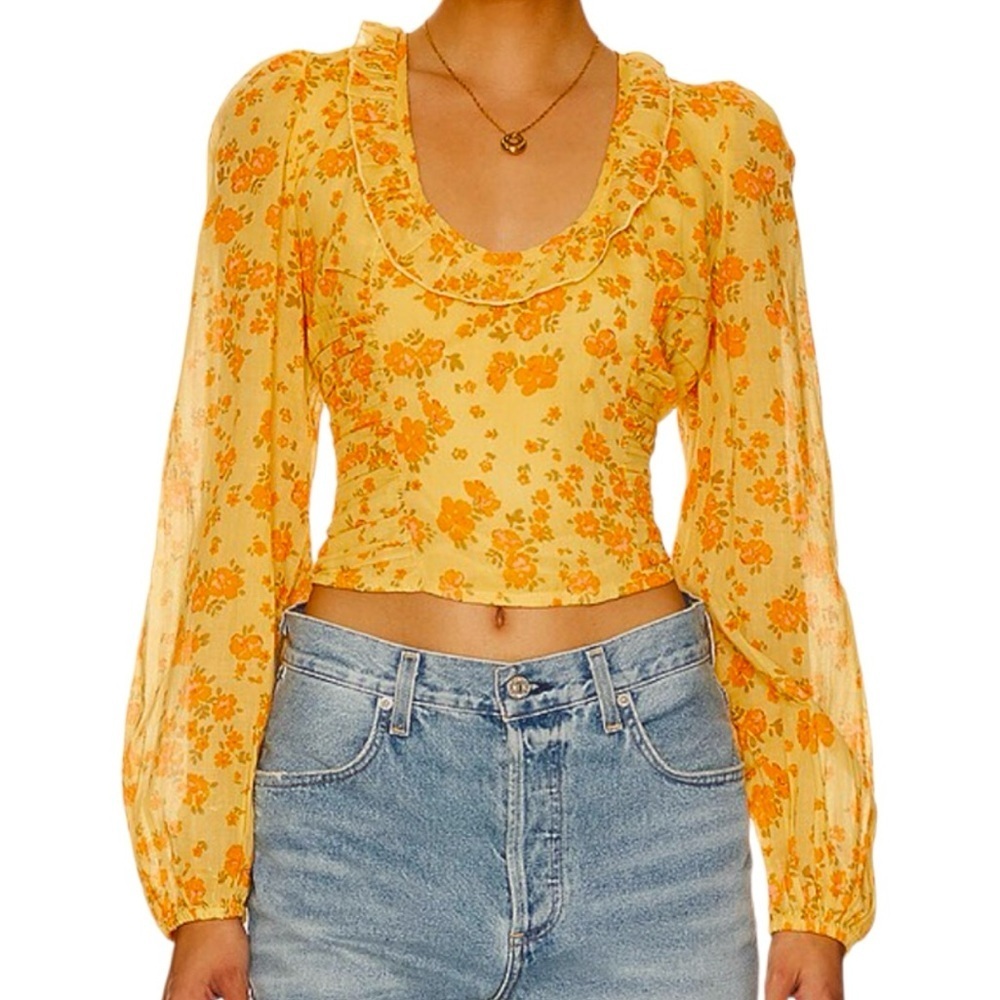 EUC Free People Another Life Crop Top Floral Honey Combo Size Medium